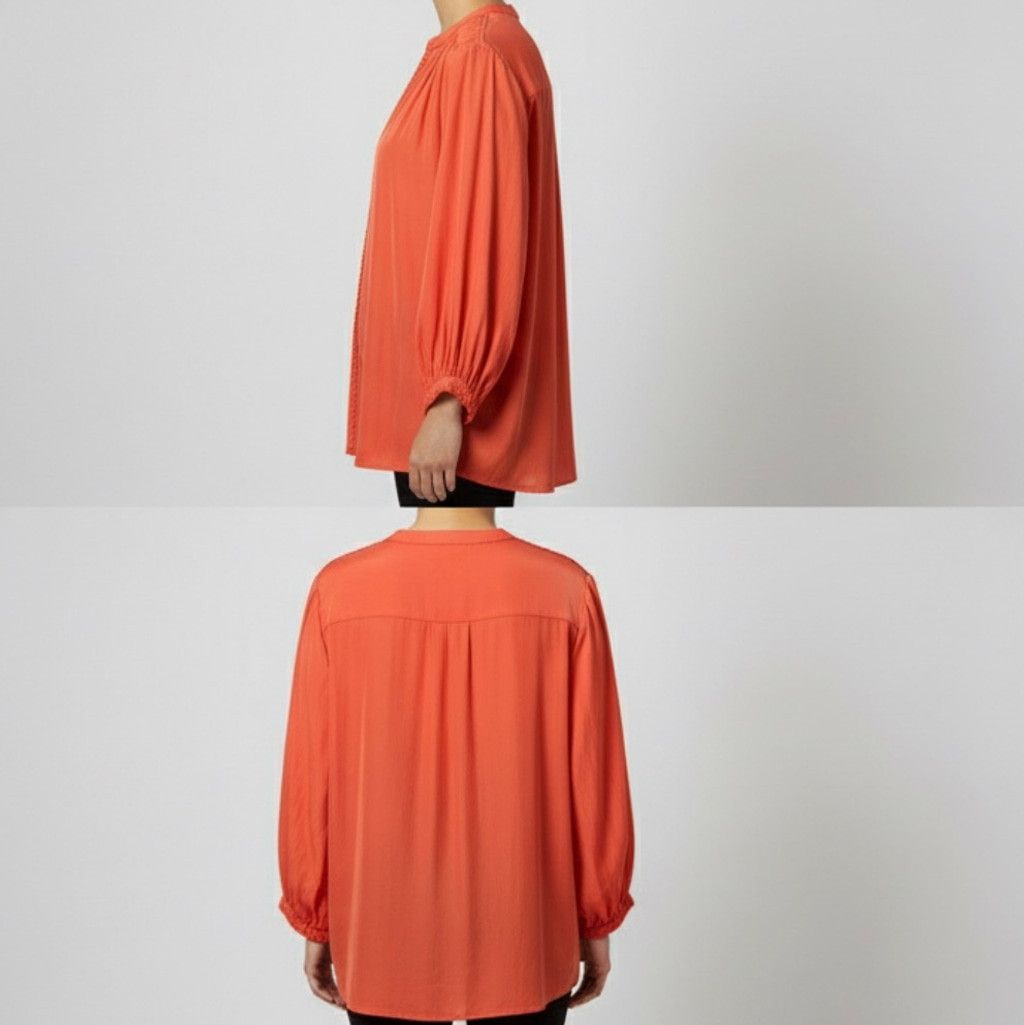 Chicos Romantic Coral Balloon Sleeve Blouse | Cottagecore Boho Size M / US 6-8 / IT 42-44 - 2 Thumbnail