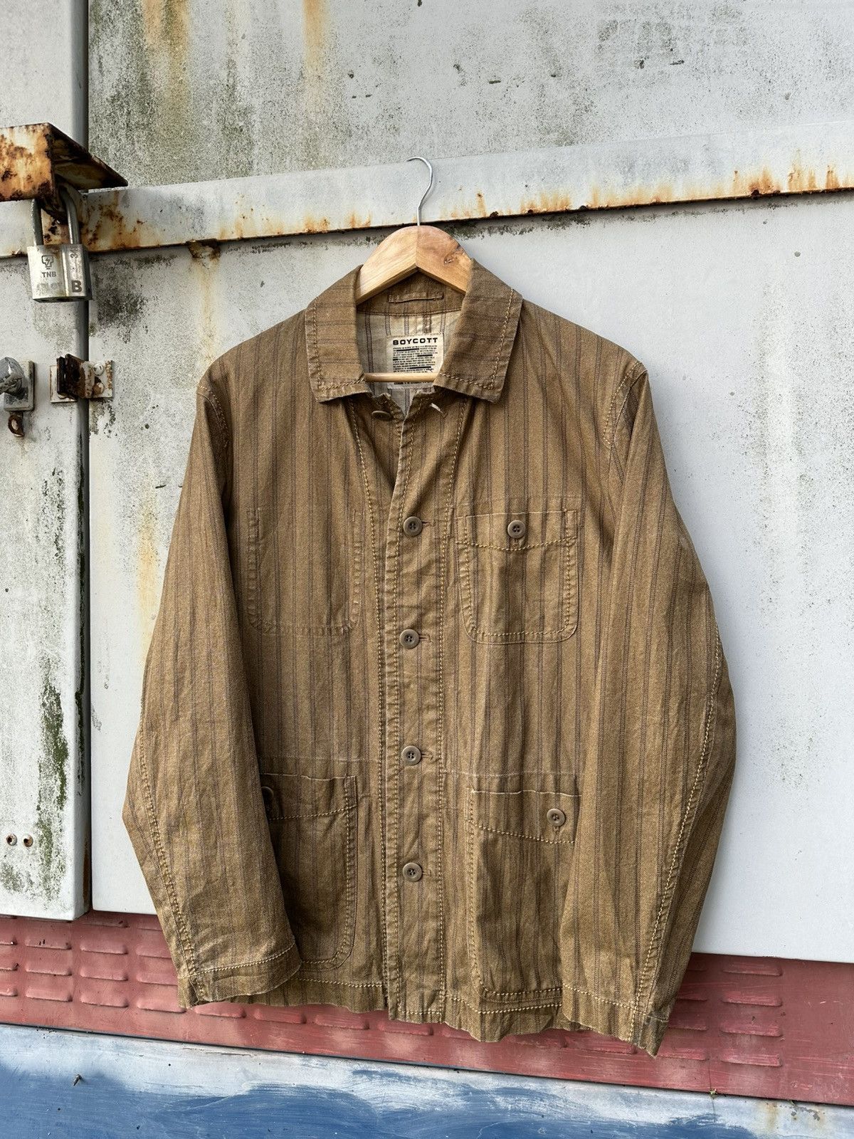 Boycott 👹Vintage Boycott Brown Striped Chore Jacket Size US M / EU 48-50 / 2 - 2 Thumbnail