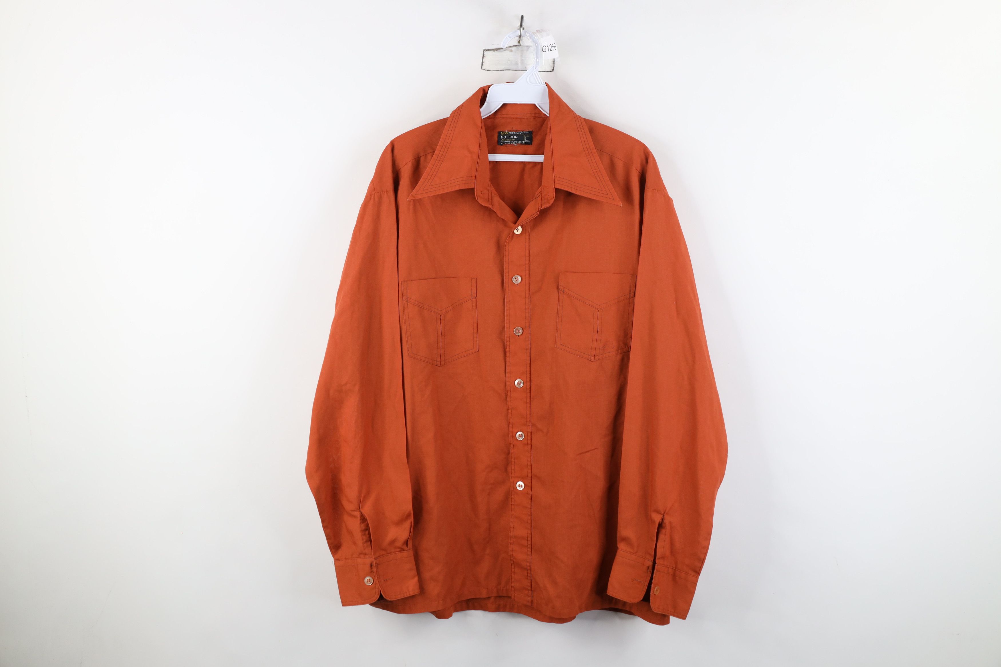 Vintage Vintage 70s Streetwear Thrashed Collared Button Shirt Orange Size US L / EU 52-54 / 3 - 1 Thumbnail