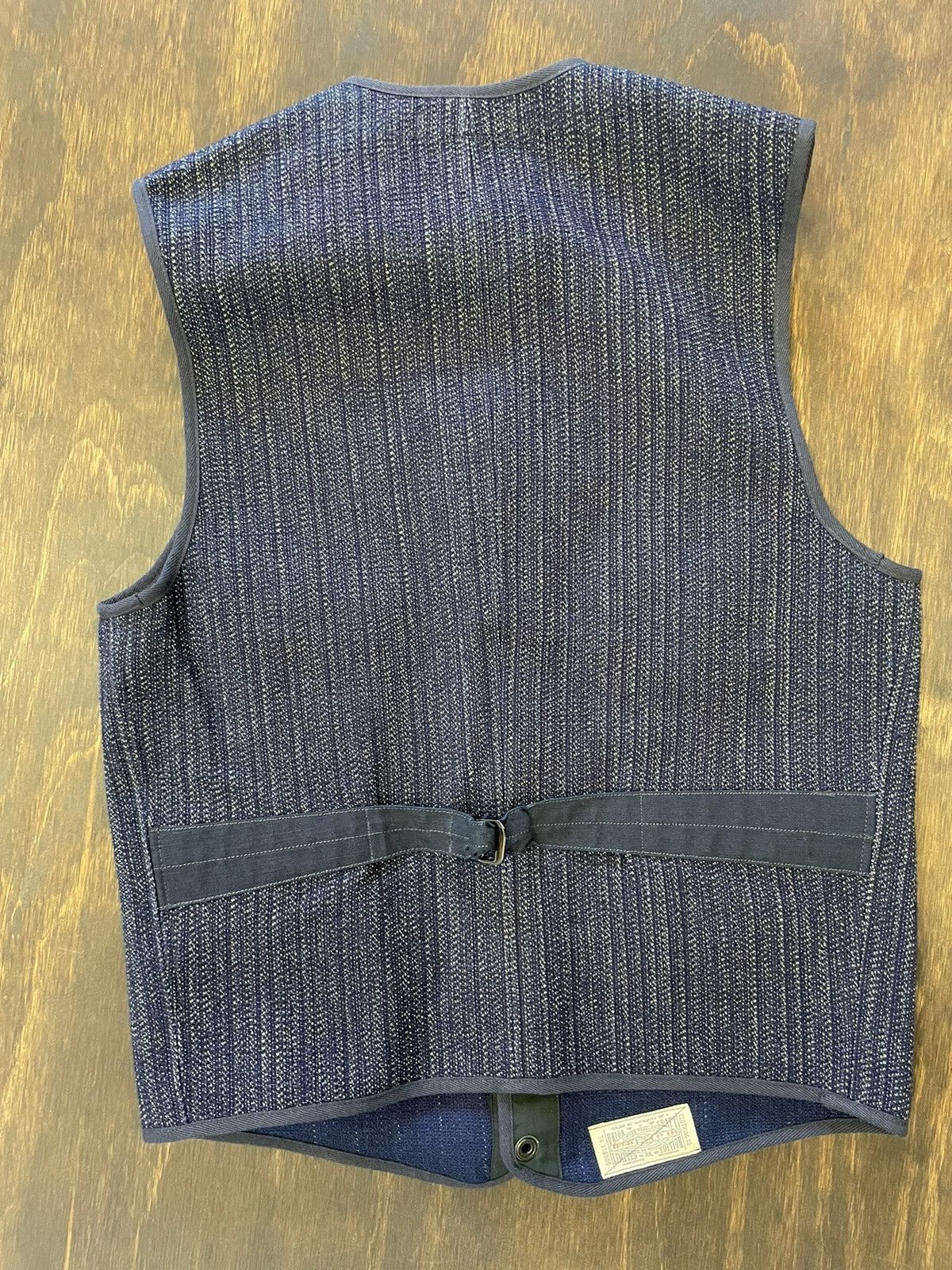 RRL Ralph Lauren Indigo Dyed Textured Cotton Patch Pocket Snap Closure Vest Size US XS / EU 42 / 0 - 2 Thumbnail