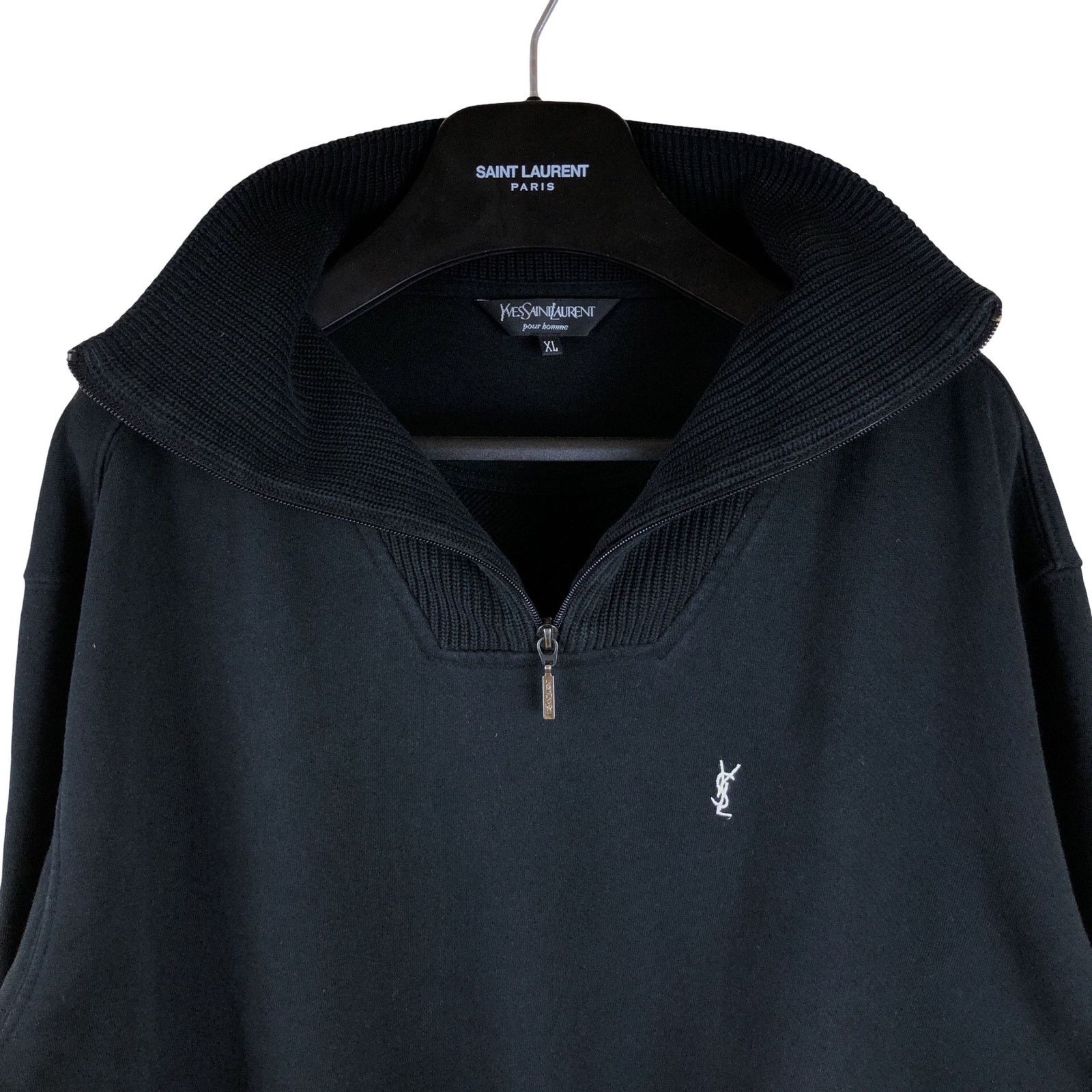 Vintage YSL Sweatshirt 1/4 Zip Yves Saint Laurent Dark Navy