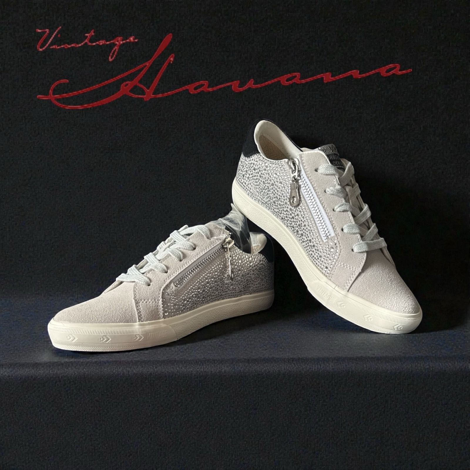 Vintage Havana Vintage Havana women's Vita's grey suede w/ rhinestones. Size US 6 / IT 36 - 2 Thumbnail