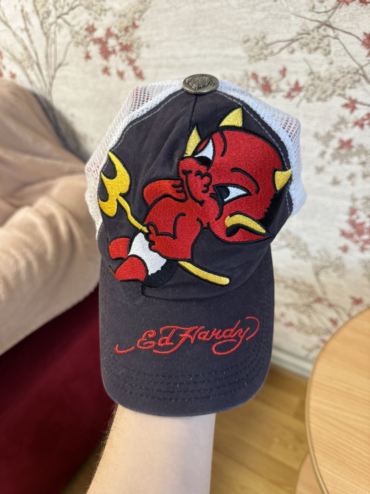 Christian Audigier × Ed Hardy Y2K Ed hardy sick tedman devil cap trucker hat black Size ONE SIZE - 1 Thumbnail