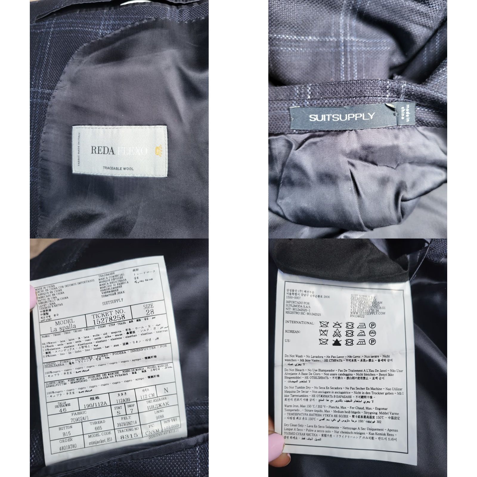 Suitsupply Suitsupply La Spalla Wool Silk Blue Black Plaid Jacket Blazer Sport Coat 46R Men Shirt? Size 46R - 8 Thumbnail