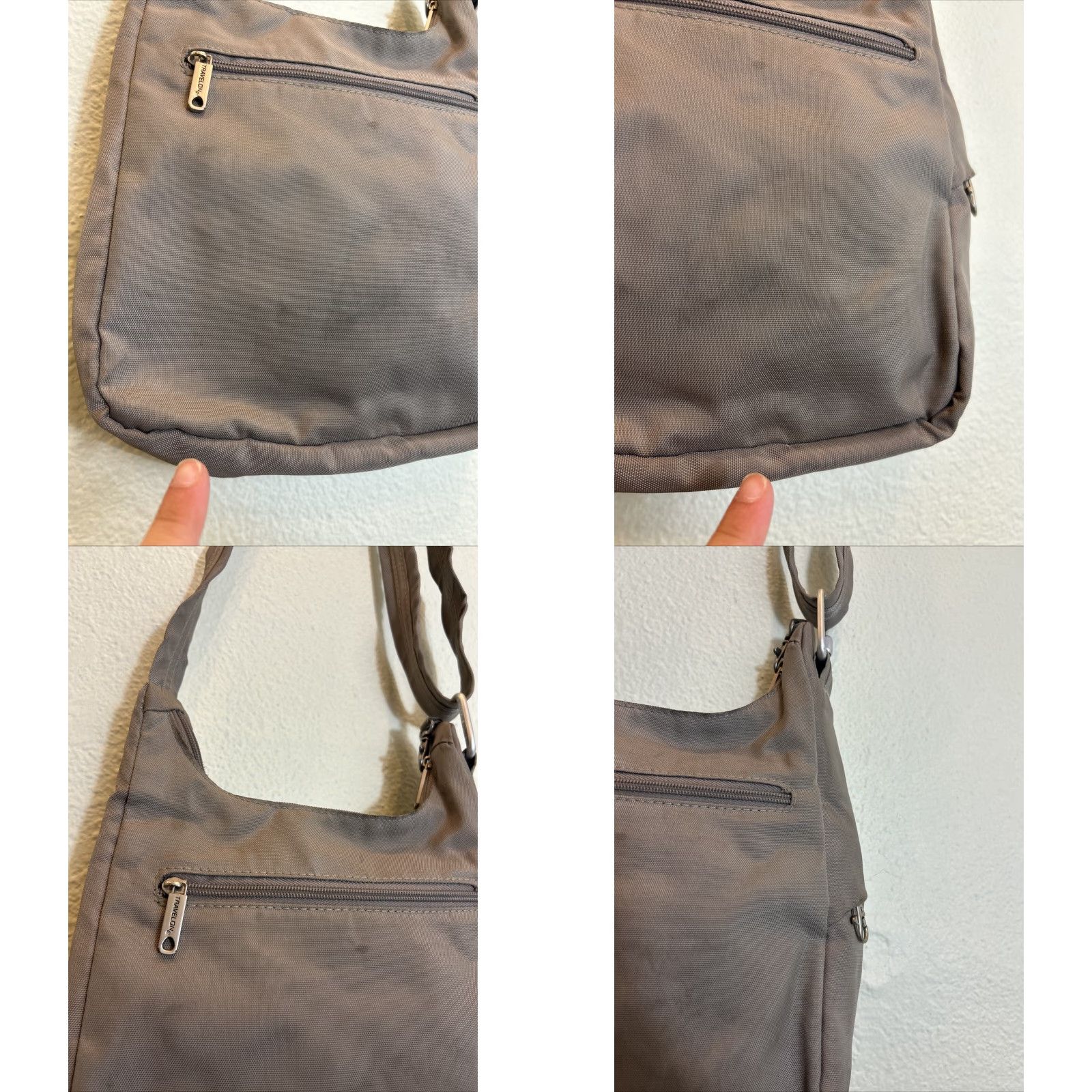 Vintage Travelon Crossbody Bag Women Beige Nylon 10.5x10x2.5" Travel Stains Medium Child? Wait Size ONE SIZE - 9 Thumbnail