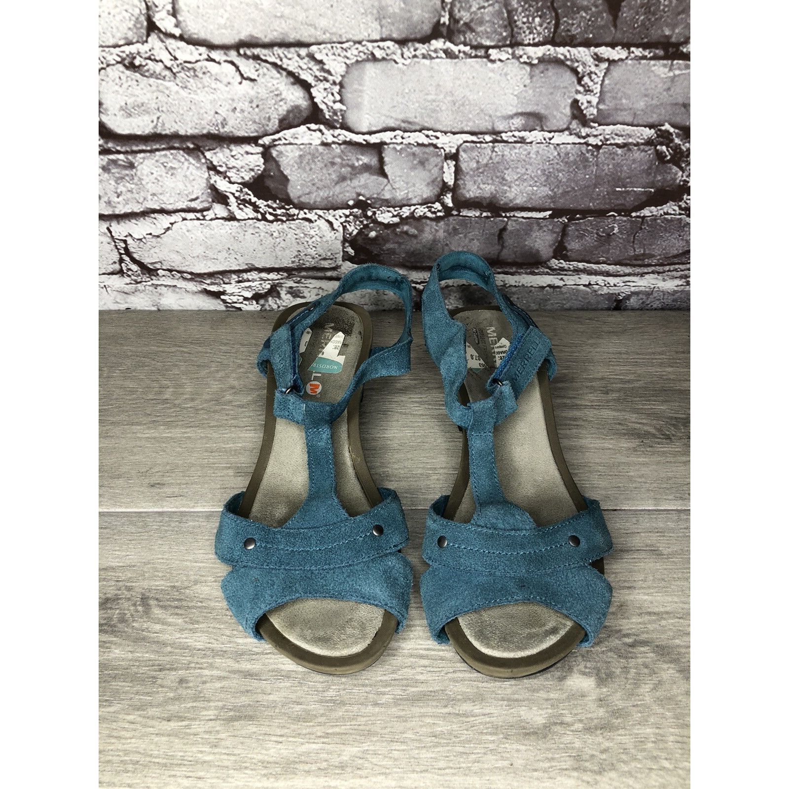 Merrell Merrell Revalli Dragonfly Blue Teal Leather Strappy Wedge Sa Size US 7 / IT 37 - 11 Thumbnail