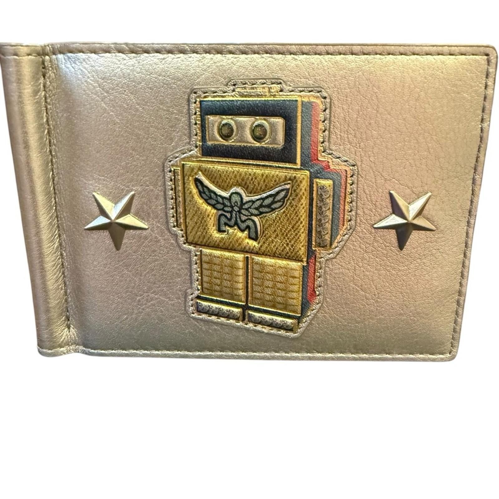 MCM Robot Bifold Silver Leather Wallet w/ Money Clip