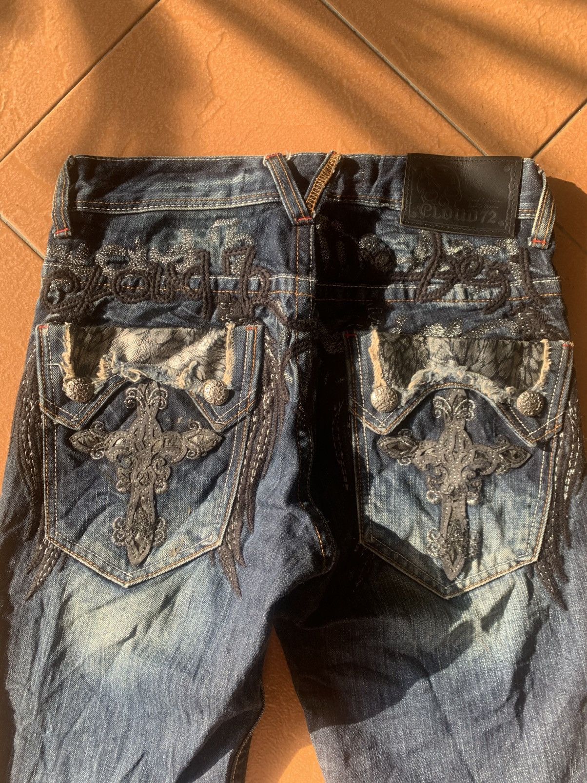 Japanese Brand Japanese Brand CLOUD 72 Denim Embroidery Cross Cemetery Jean Size US 30 / EU 46 - 1 Thumbnail