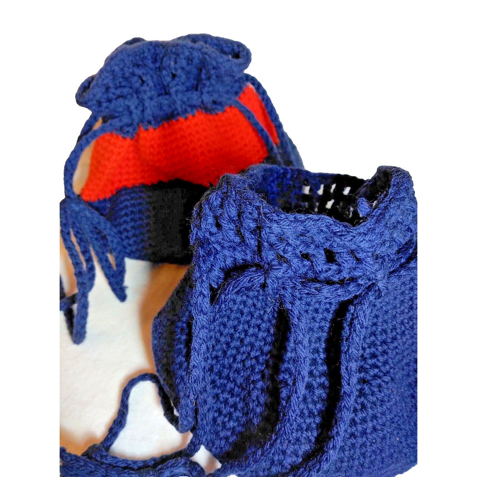 Handmade 2 Handmade Drawstring Crotchet Handbag Navy & Blue! Size ONE SIZE - 6 Thumbnail