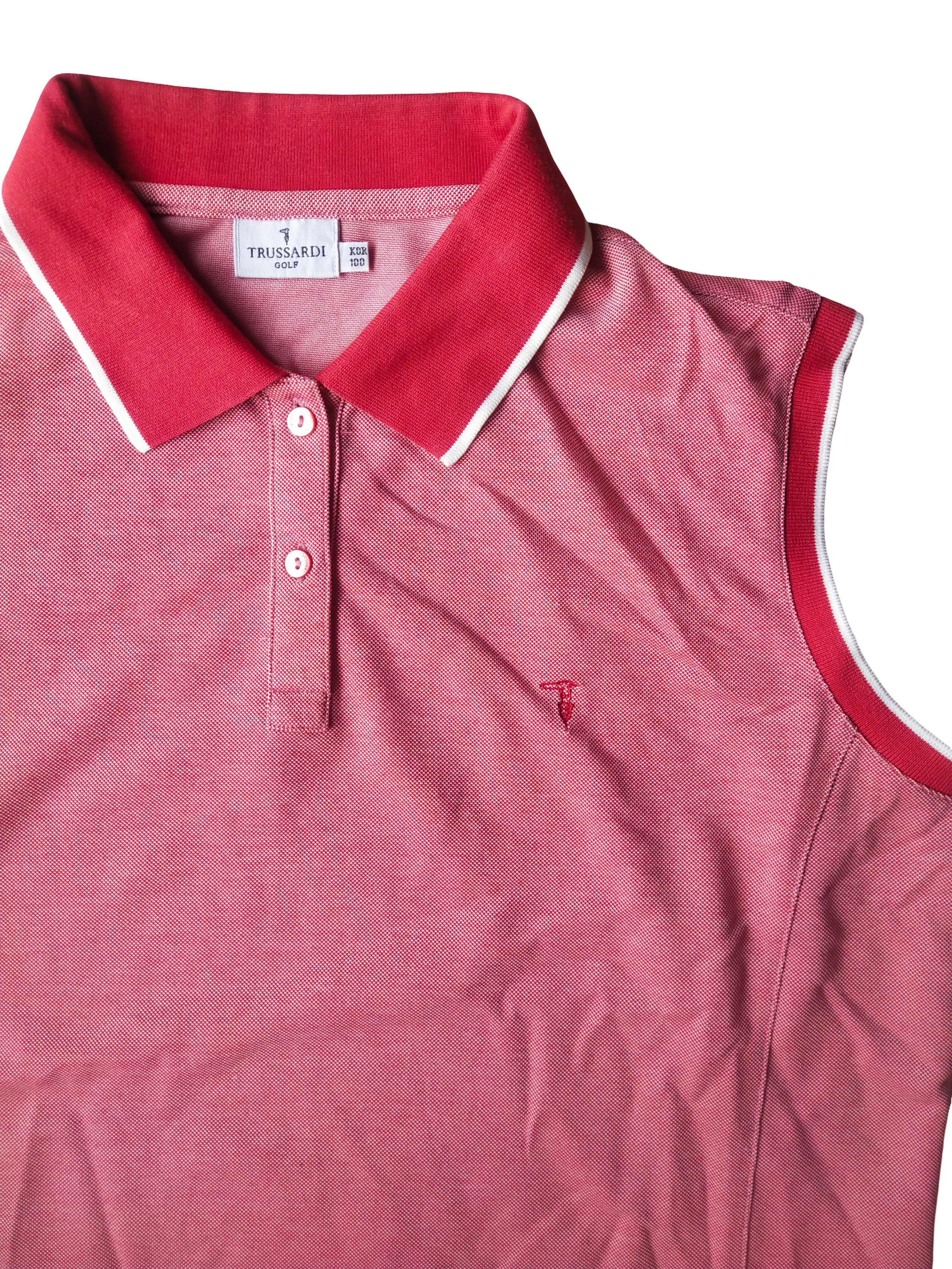 Trussardi 2000s Trussardi Golf Sleeveless Polo Shirt Red Y2K Size M / US 6-8 / IT 42-44 - 2 Thumbnail