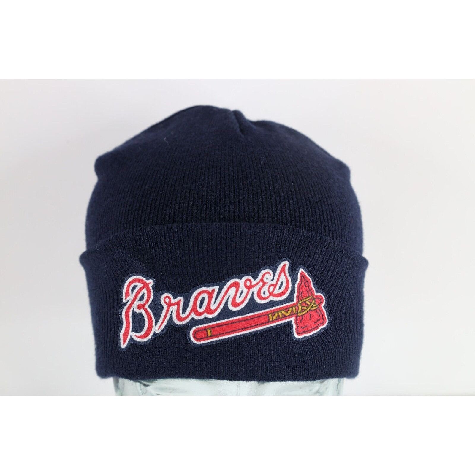 Vintage Vintage 90s Atlanta Braves Baseball Knit Winter Beanie Hat Size ONE SIZE - 1 Thumbnail