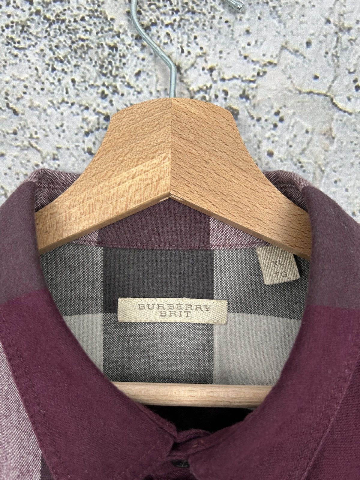 Burberry Vintage Burberry Brit Burgundy Checkered Designer Shirt Size US XL / EU 56 / 4 - 5 Thumbnail