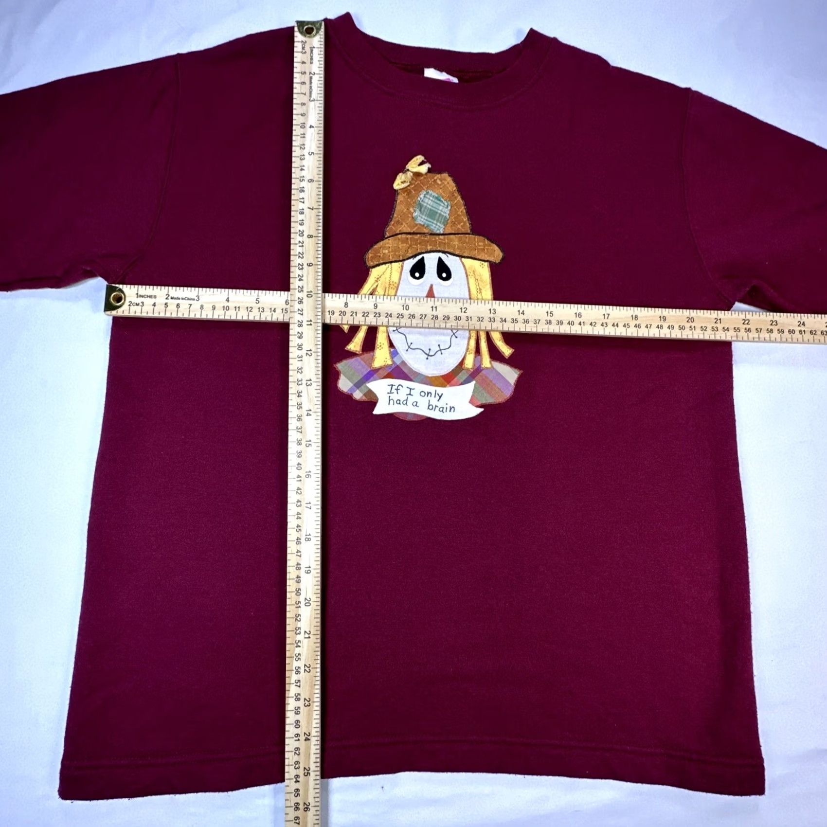 Hanes VINTAGE Hanes Her Way Shirt M Burgundy Grandma Sweatshirt Scarecrow Only Had Brain Size US M / EU 48-50 / 2 - 2 Thumbnail
