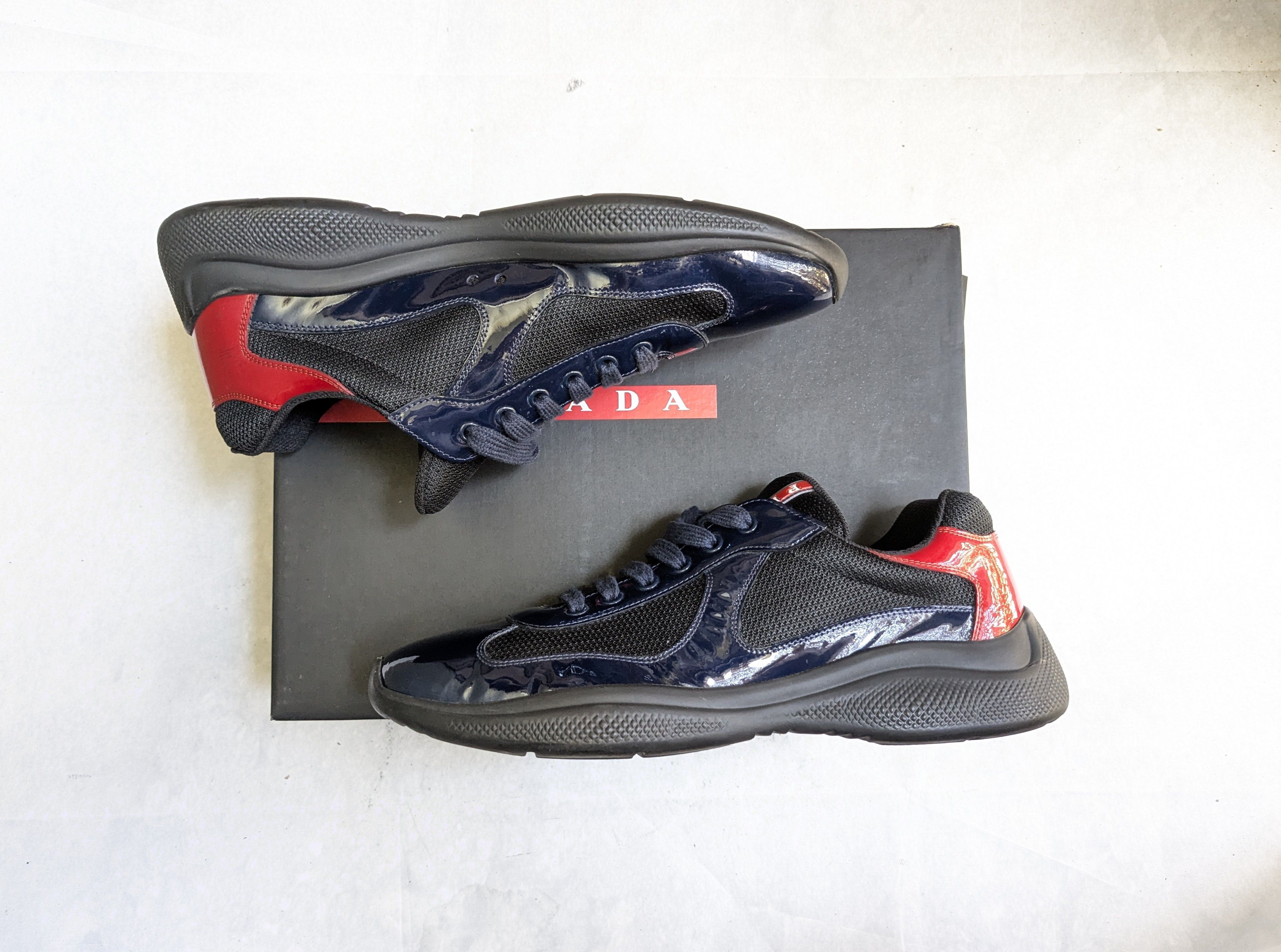 Prada Prada America's Cup Sneakers Navy Blue Black 10 Red Low Size US 10 / EU 43 - 4 Thumbnail