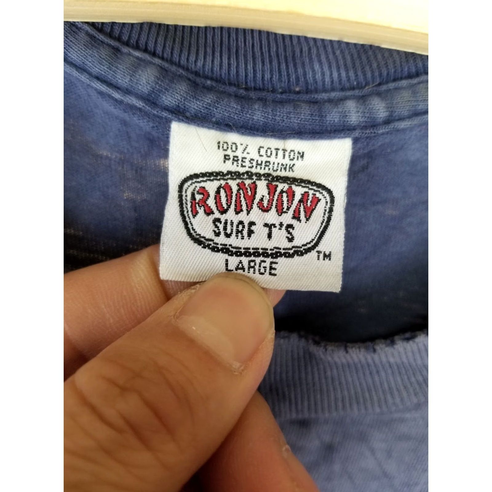 Ron Jon Surf Shop VINTAGE 90's Ron Jon Surf T-Shirt Gradient Sun Faded Trashed One Pocket Large Mens Blue Size US L / EU 52-54 / 3 - 5 Thumbnail