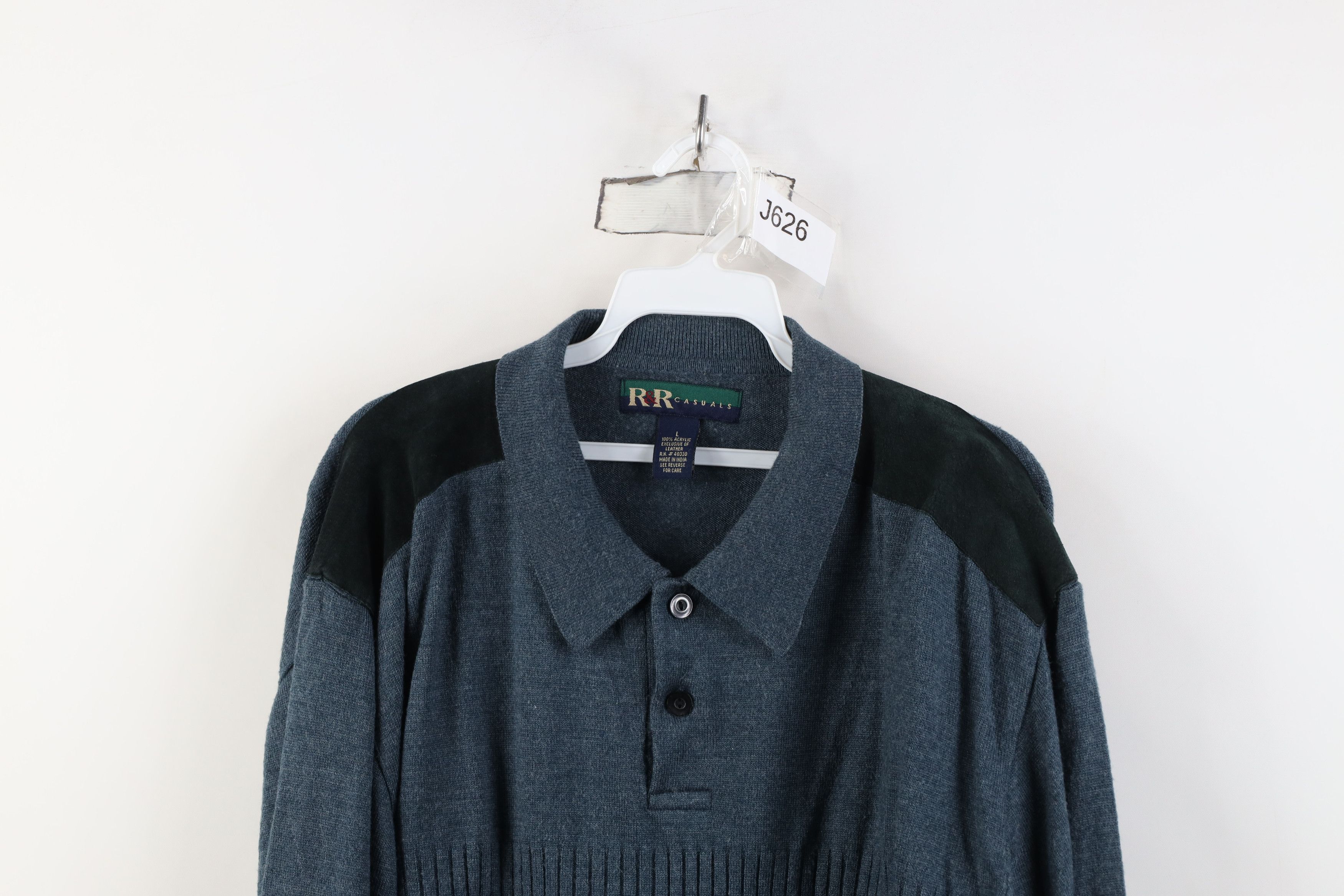 Vintage Vintage 90s Streetwear Trim Knit Collared Polo Sweater Blue Size US L / EU 52-54 / 3 - 2 Thumbnail