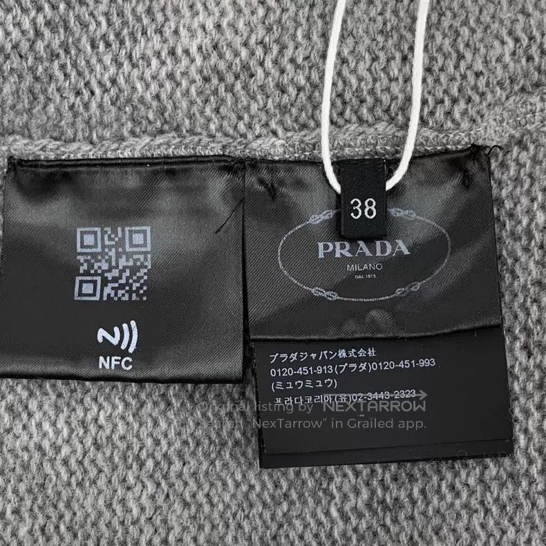 Prada Prada 22 gray logo letter inlaid cotton wool round-neck lo Size XS / US 0-2 / IT 36-38 - 7 Thumbnail