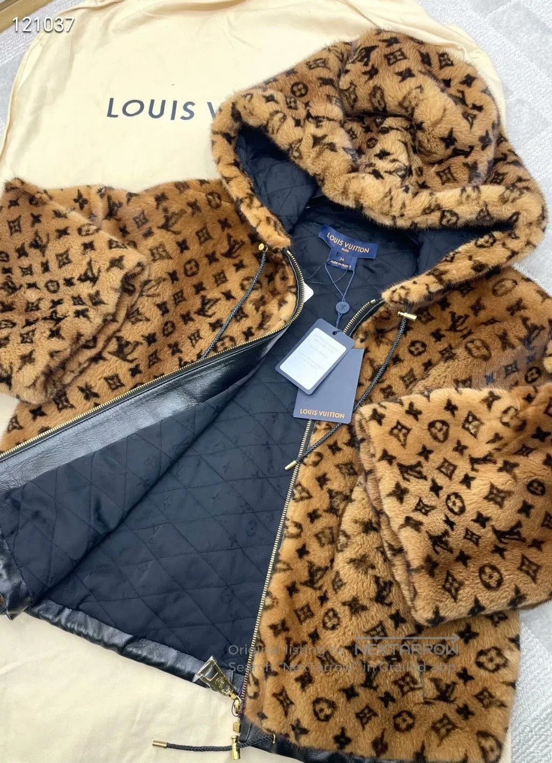 Louis Vuitton LV Monogram Hooded Mink Fur Coat. Size XXS / US 00 / IT 34 - 6 Thumbnail
