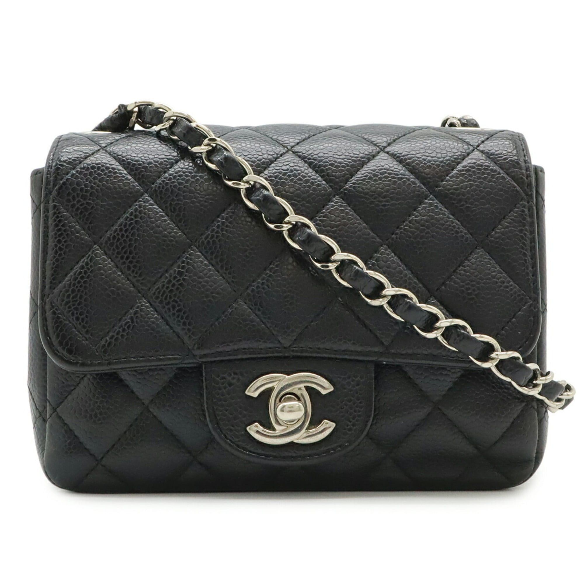 Chanel CHANEL Matelassé Coco Mark Mini Flap Bag Chain Shoulder Pouch Caviar Leather Black A35200 Size ONE SIZE - 1 Thumbnail