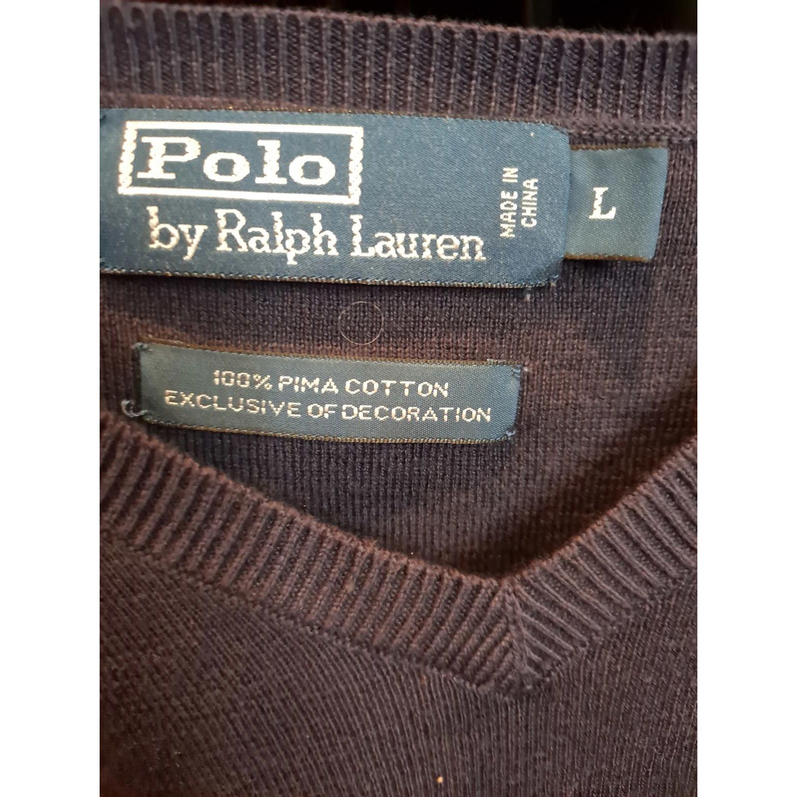 Polo Ralph Lauren Polo Ralph Lauren Blue V Neck Sweater 100% Pima Cotton Size Size US L / EU 52-54 / 3 - 3 Thumbnail