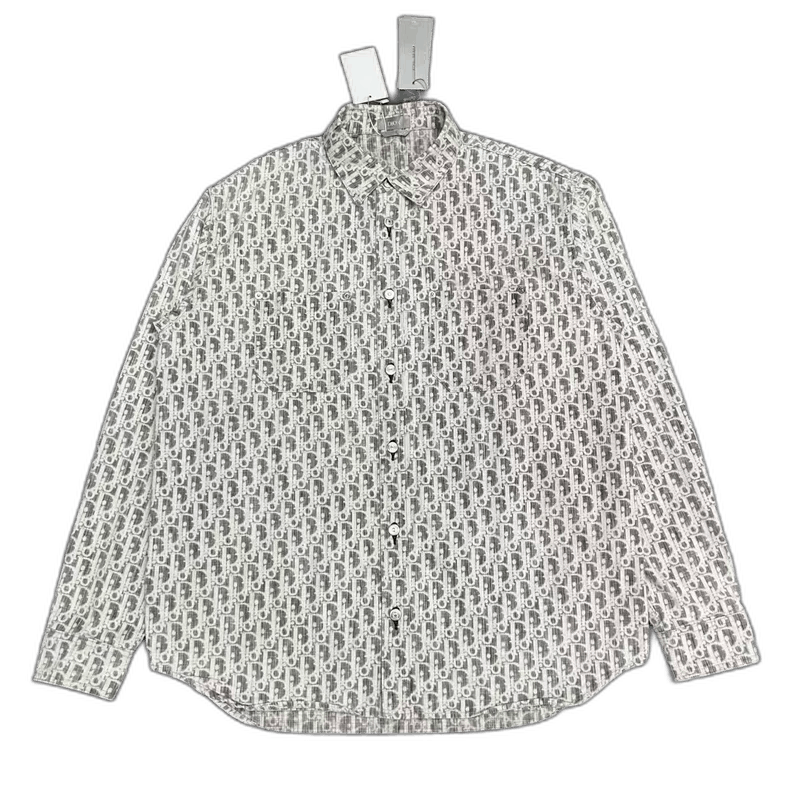 Dior Dior Gray Logo Print Denim Shirt Jacket-2506 Size US M / EU 48-50 / 2 - 1 Thumbnail