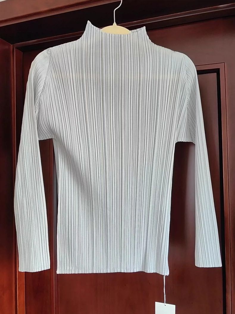 Issey Miyake Issey Miyake size:3 A grey high-neck long-sleeved top Size M / US 6-8 / IT 42-44 - 5 Thumbnail