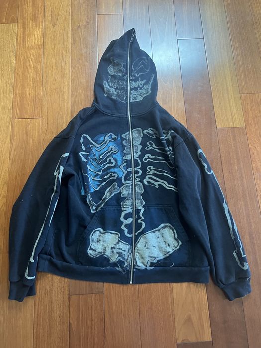 Travis Scott CACTUS JACK FOR FRAGMENT SKELETON GRAFFITI FULL ZIP HOODIE ...