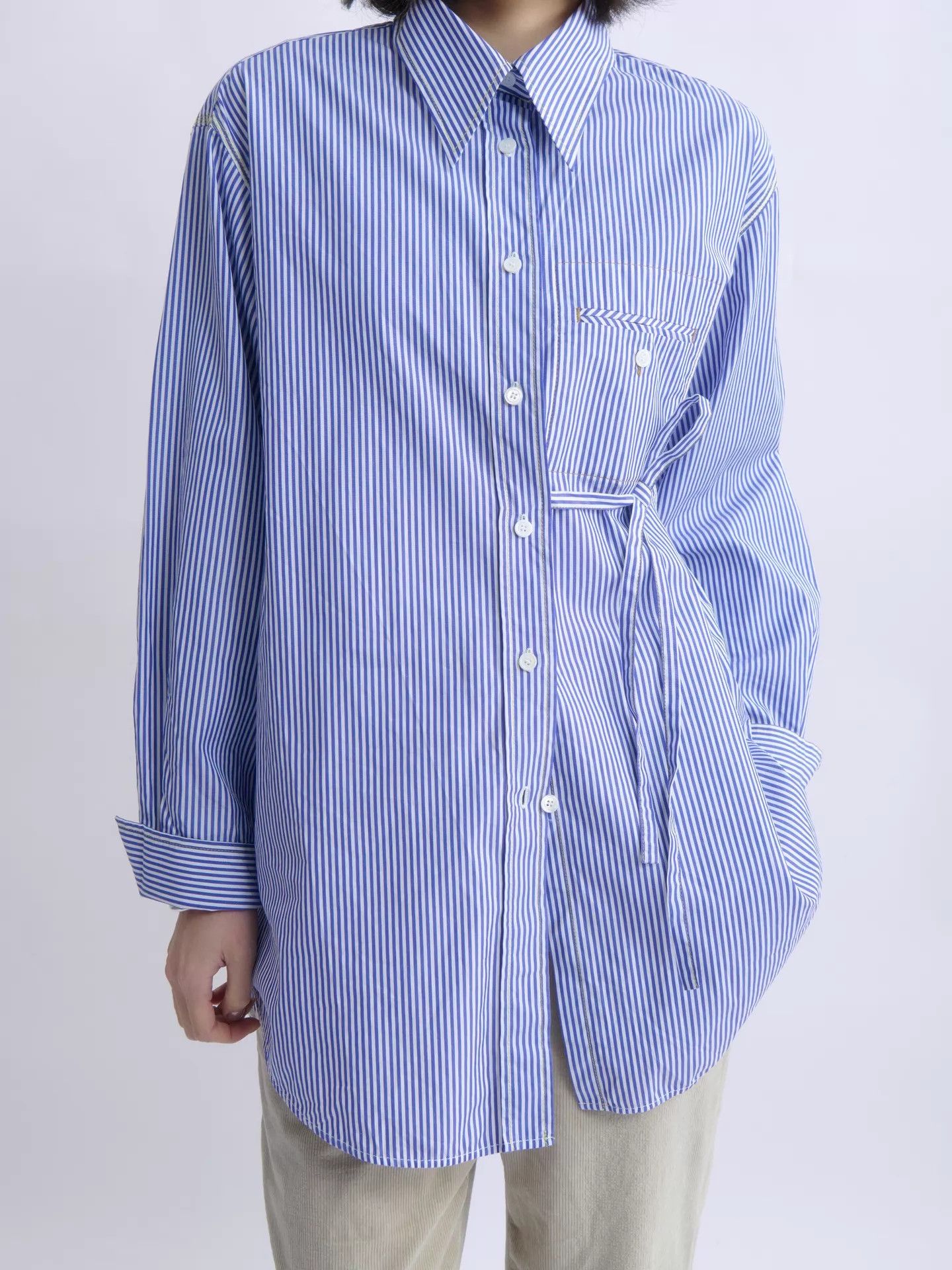 Chloe CHLOE 10s blue white stripe tie shirt Size XXS / US 00 / IT 34 - 7 Thumbnail