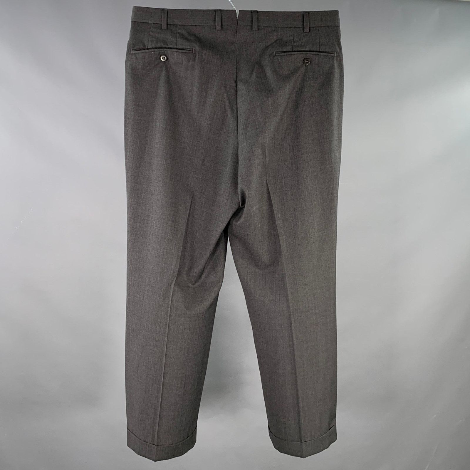 Ermenegildo Zegna Size 36 Grey Pleated Wool Cuffed Dress Pants Size US 36 / EU 52 - 3 Thumbnail