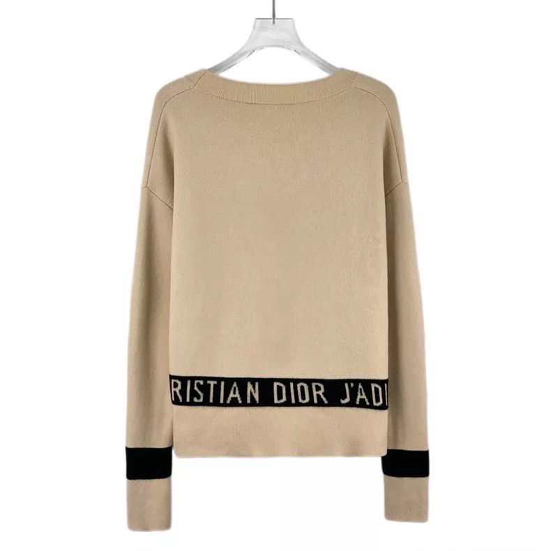 Dior Dior Light brown logo striped cashmere round-neck long-sle Size XS / US 0-2 / IT 36-38 - 2 Thumbnail