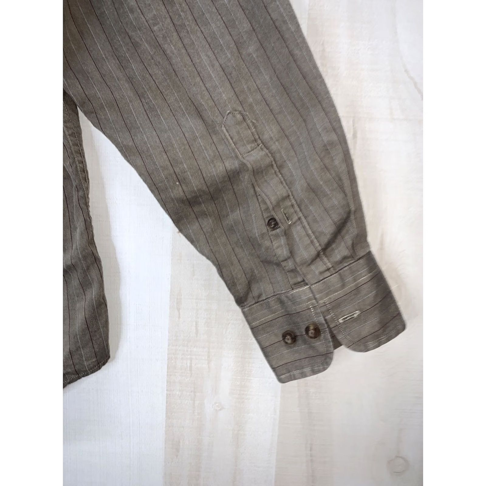 Nautica Nautica Traveler Twill Button-Up Long Sleeve Shirt L Brown Striped Logo Embroidered Mens Regular Size Size US L / EU 52-54 / 3 - 6 Thumbnail