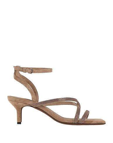 image of Brunello Cucinelli O1W1Db10524 Sandals With Heel Shoes In Light Brown, Women's (Size 11)