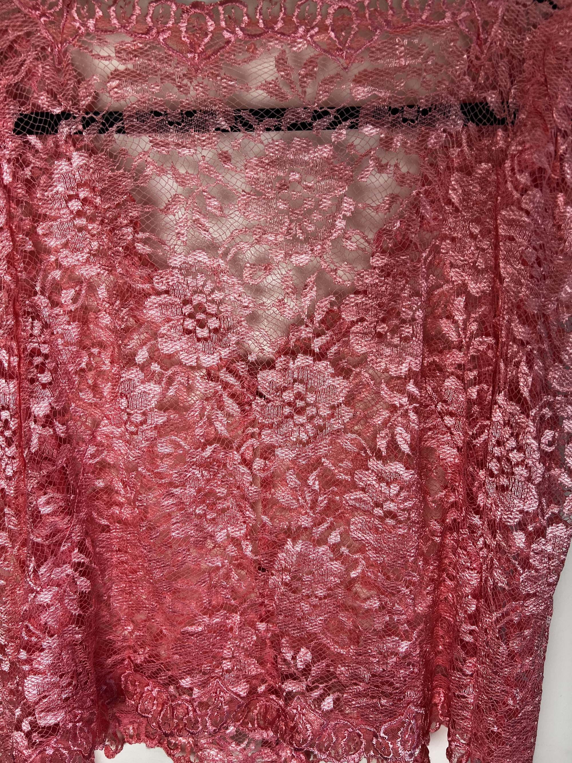 Vintage Vintage 1960's Edwardian Pink Lace Puffy Sleeve Blouse Size L / US 10 / IT 46 - 7 Thumbnail