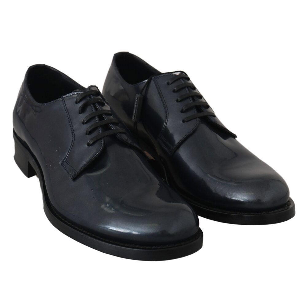 Dolce & Gabbana Dolce & Gabbana Elegant Blue Leather Derby Dress Shoes Size US 6 / EU 39 - 6 Thumbnail