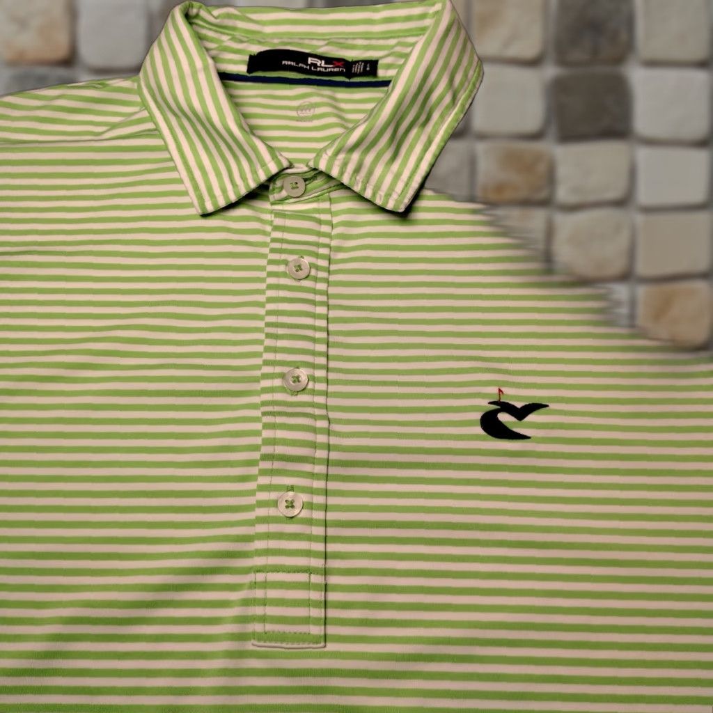 RLX Ralph Lauren RLX Ralph Lauren Polo Shirt Men Large Green White Stripe Caves Valley Golf Club Embroidered Size US L / EU 52-54 / 3 - 1 Thumbnail
