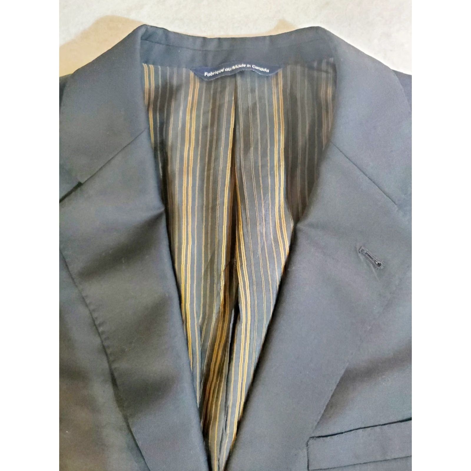 Vintage COPPLEY Signature 100% Wool Suit Coat Blazer Mens Size 44R Dark Gray/Blue Size 44R - 3 Thumbnail