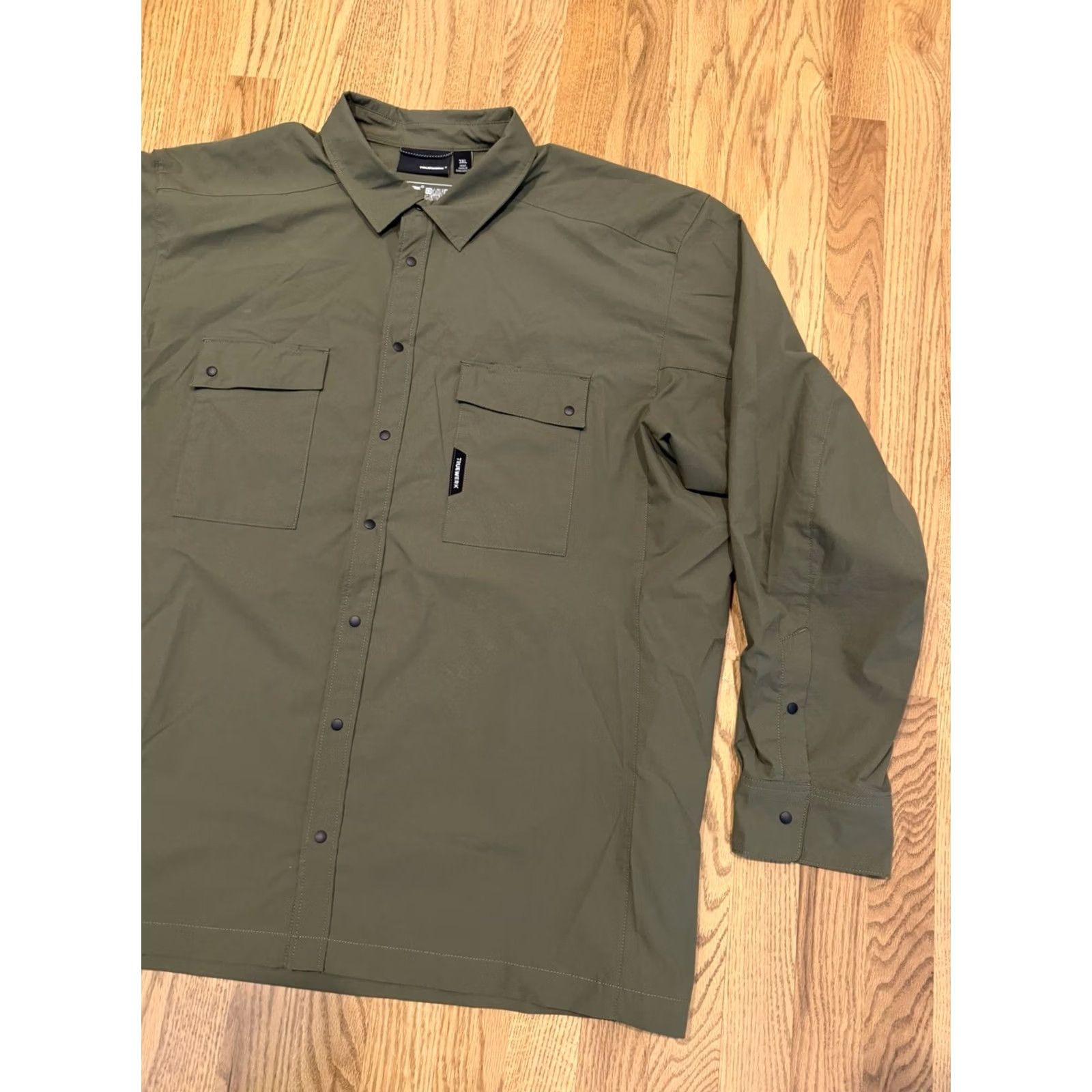 Vintage Truewerk Cloud Shirt Men 3XL Long Sleeve Button-Up Green Lightweight Pockets Breathable Solid Work Shirt Mens Big & Tall Size US XXL / EU 58 / 5 - 6 Thumbnail