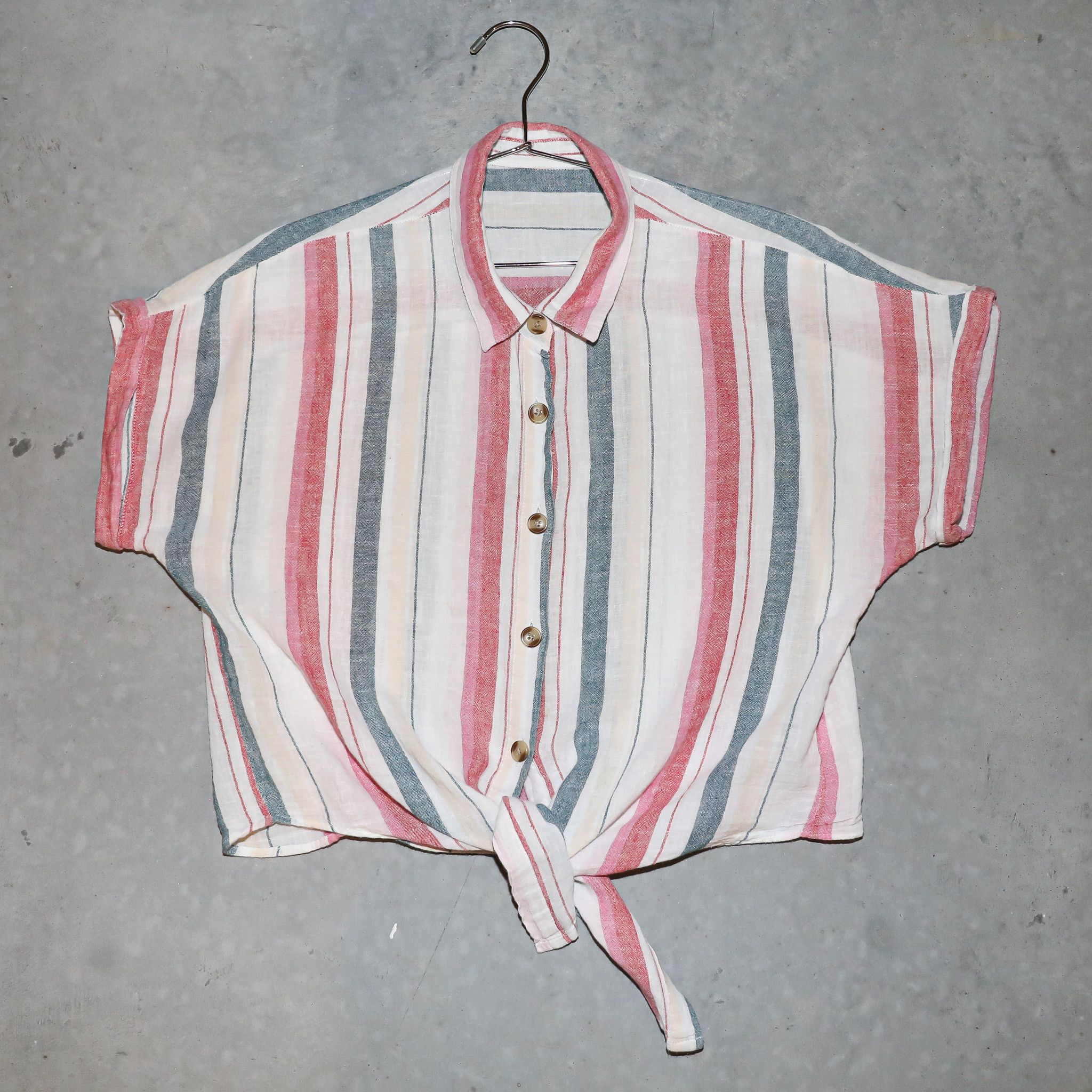 Vintage Boho Festival Stripe Linen Crop Top Size Medium Size M / US 6-8 / IT 42-44 - 1 Thumbnail