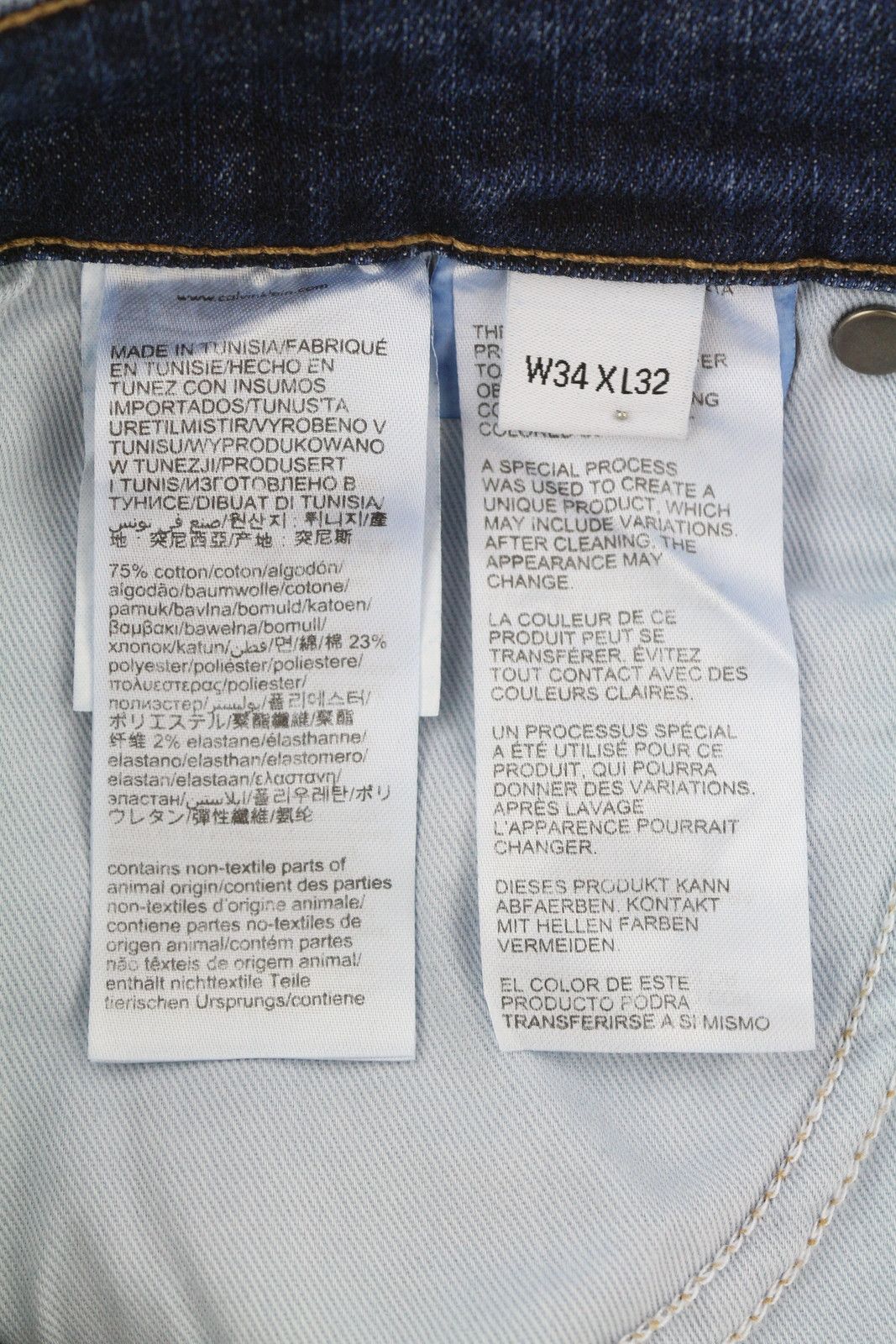 Calvin Klein W34/L32 Dark Blue Tapered Fit Zip Fly Logo Denim 85168 Size US 34 / EU 50 - 8 Thumbnail