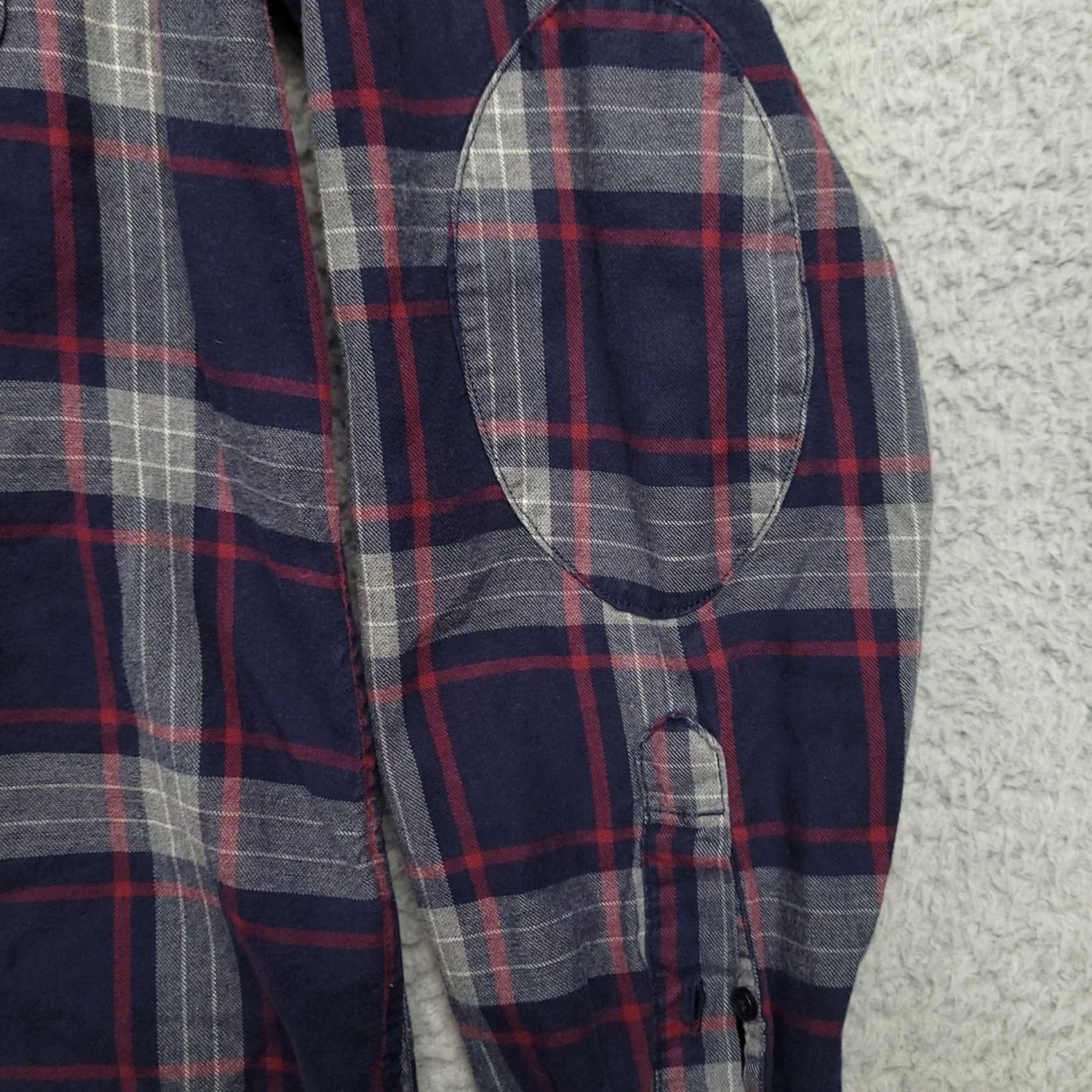 Banana Republic Banana Republic Shirt Mens Large Blue Plaid Luxe Flannel Slim Fit Elbow Patch Size US L / EU 52-54 / 3 - 3 Thumbnail