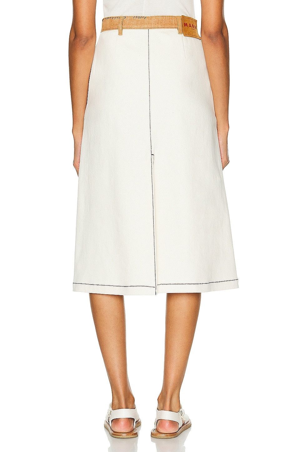 Marni oc11z0525 Cowboy Skirt in White Size 30" / US 8 / IT 44 - 3 Thumbnail