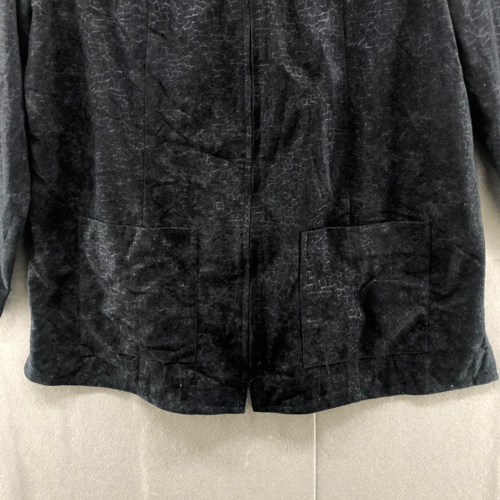 Velvet VTG Black Velvet Jacket Womens L/XL Jacquard Leopard Print Zip V-Neck Formal Size XL / US 12-14 / IT 48-50 - 4 Thumbnail