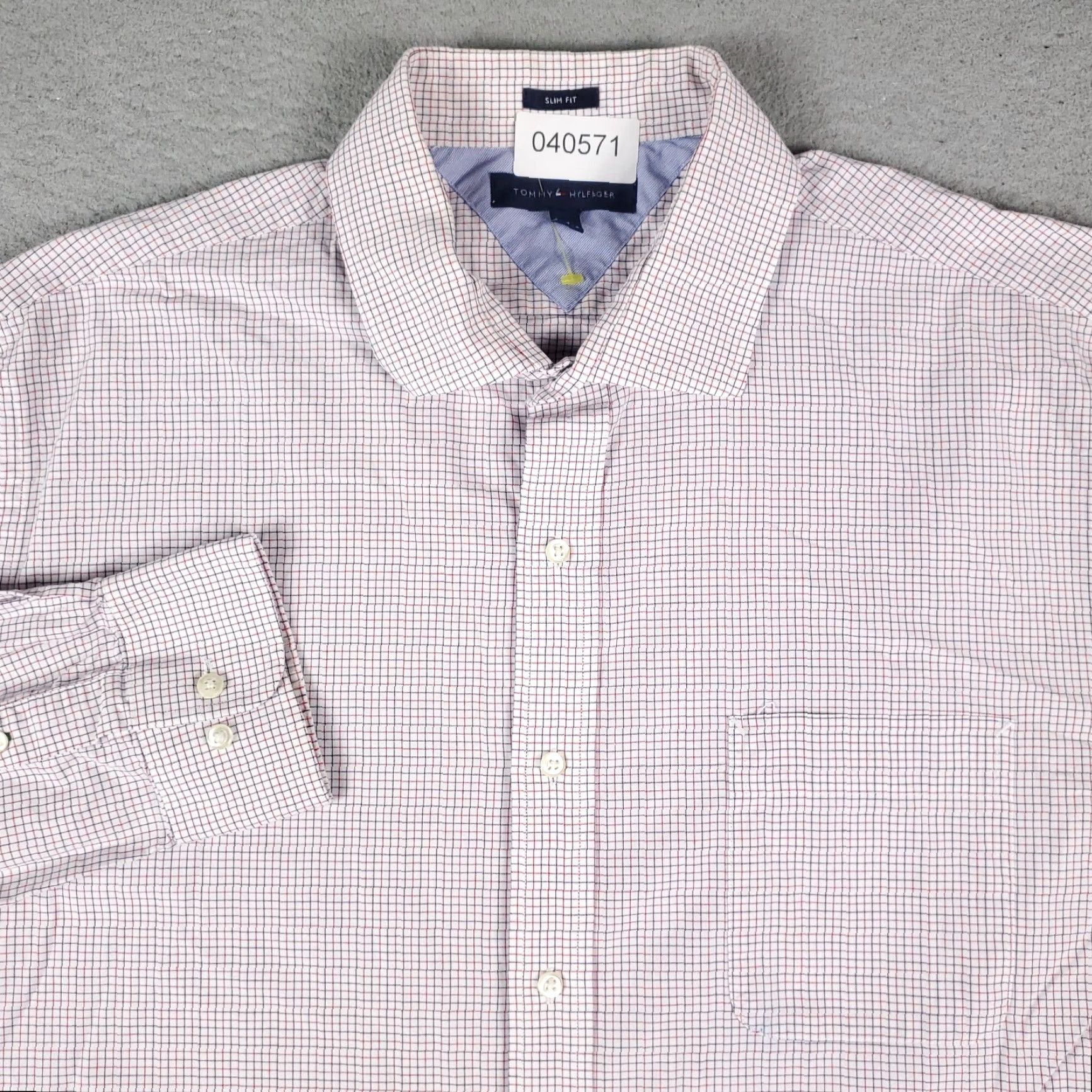 Tommy Hilfiger Tommy Hilfiger Shirt Mens 17 Red Blue Check Dress Button Up Long Sleeve Size 46R - 2 Thumbnail