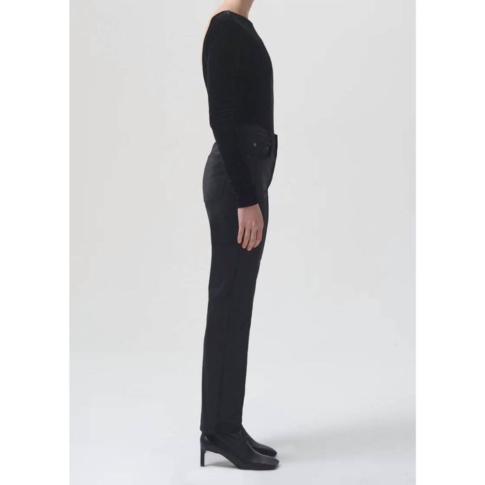 Black Corrin scoop-back velvet bodysuit, Agolde