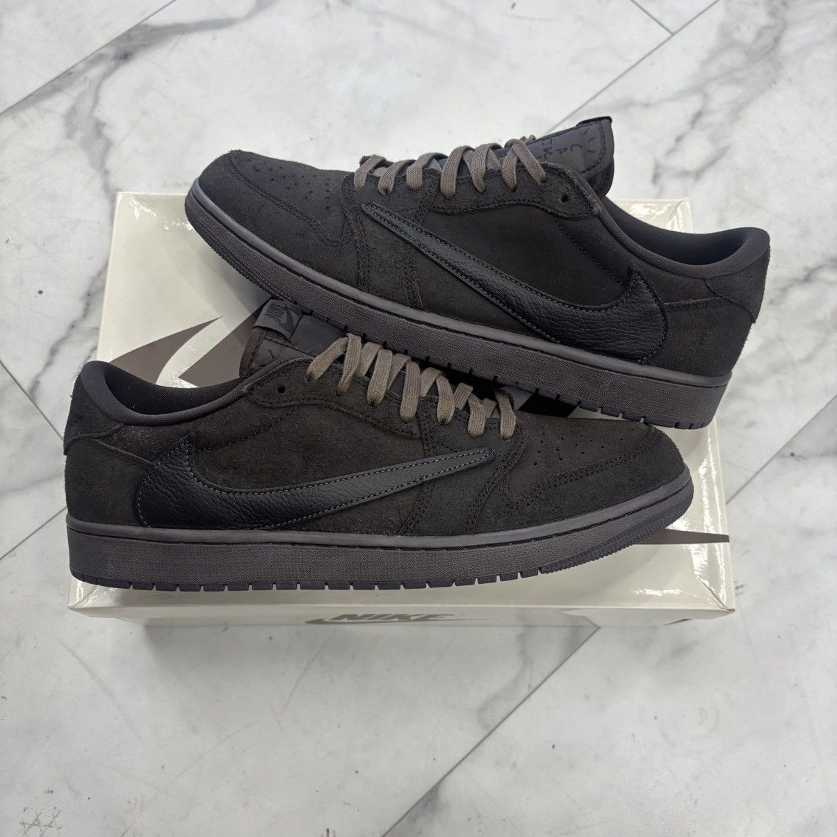 Nike × Travis Scott Nike X Travis Scott Jordan 1 Low “Velvet Brown” Size US 12.5 / EU 45-46 - 1 Thumbnail