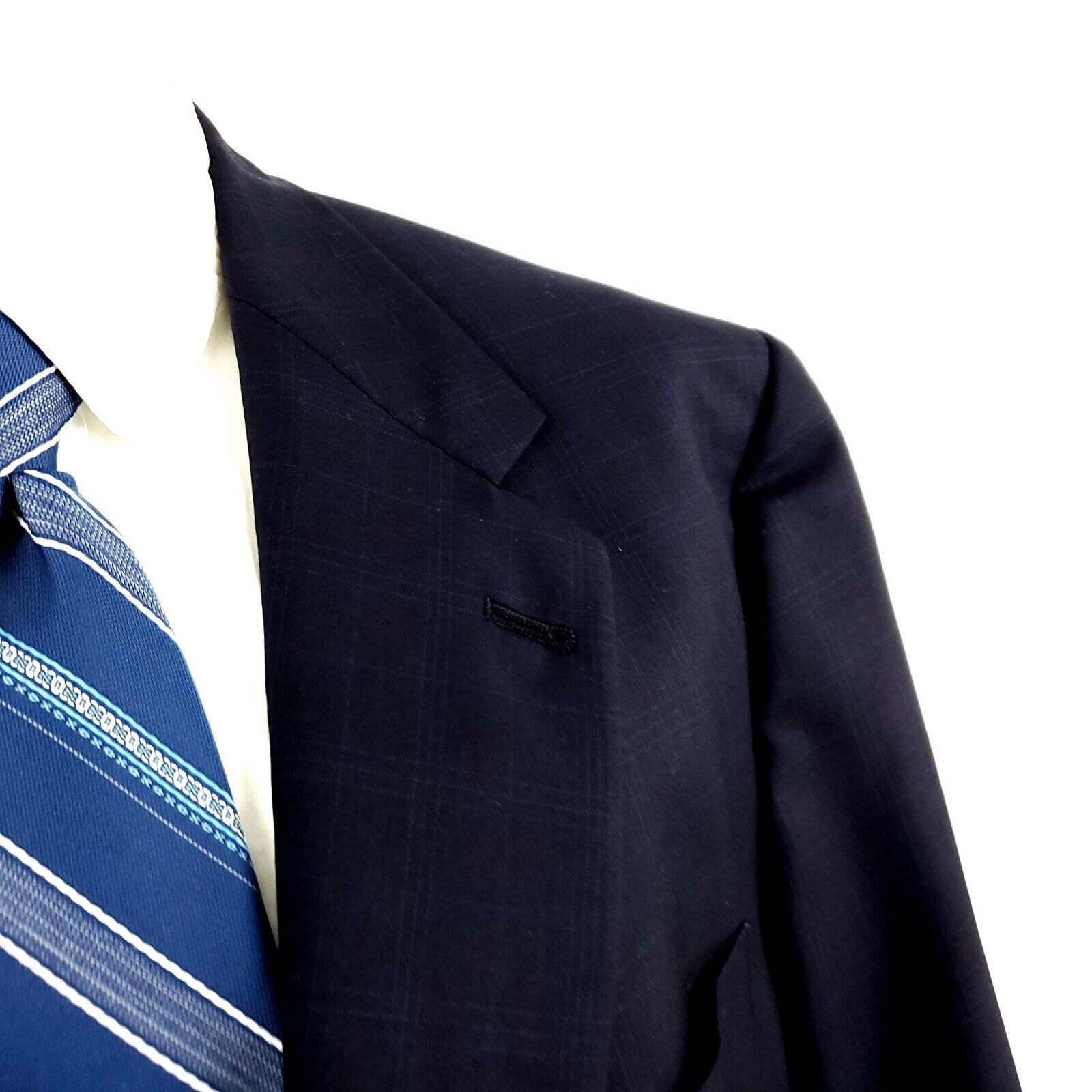 Hart Schaffner Marx Hart Schaffner Marx Wool 2 Button Blazer 46R Blue Windowpane Size 46R - 2 Thumbnail