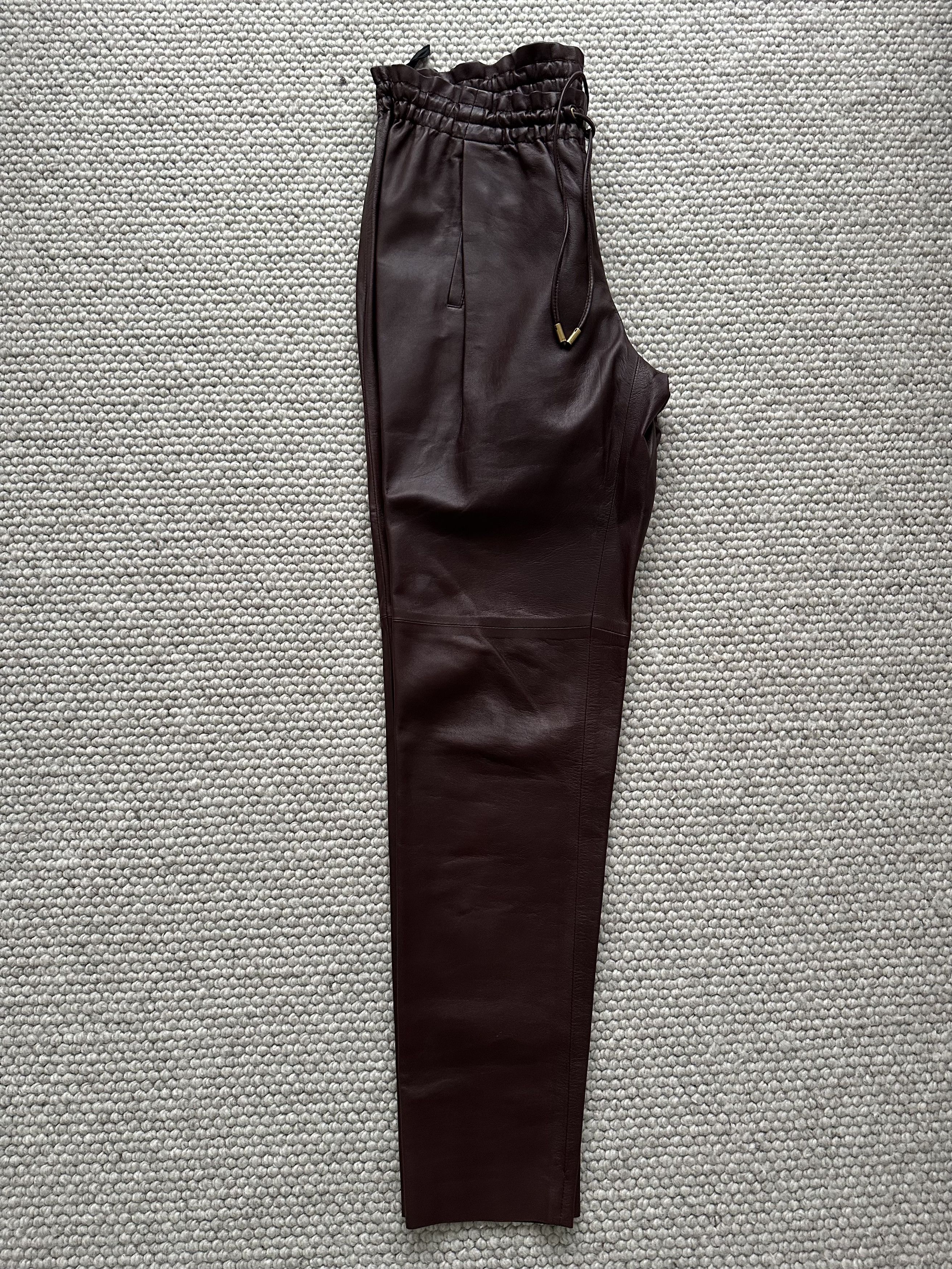 Gucci GUCCI lined burgundy / maroon brown soft leather pants Size 27" / US 4 / IT 40 - 19 Thumbnail