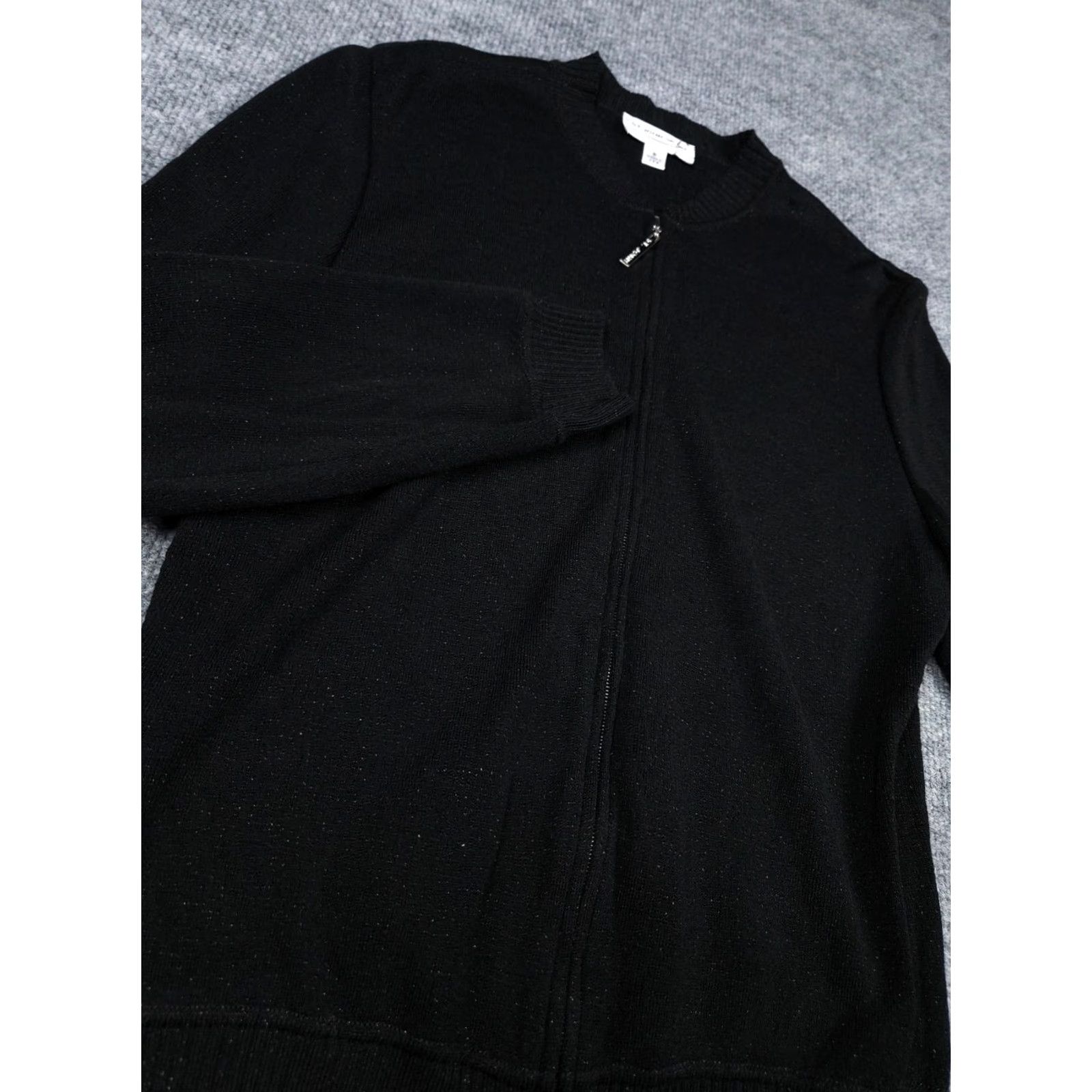 St. John St John Sport Cardigan Jacket Petite P Black Full Zip Silk Sparkle Made USA Womens Cardigan Size XXS / US 00 / IT 34 - 2 Thumbnail
