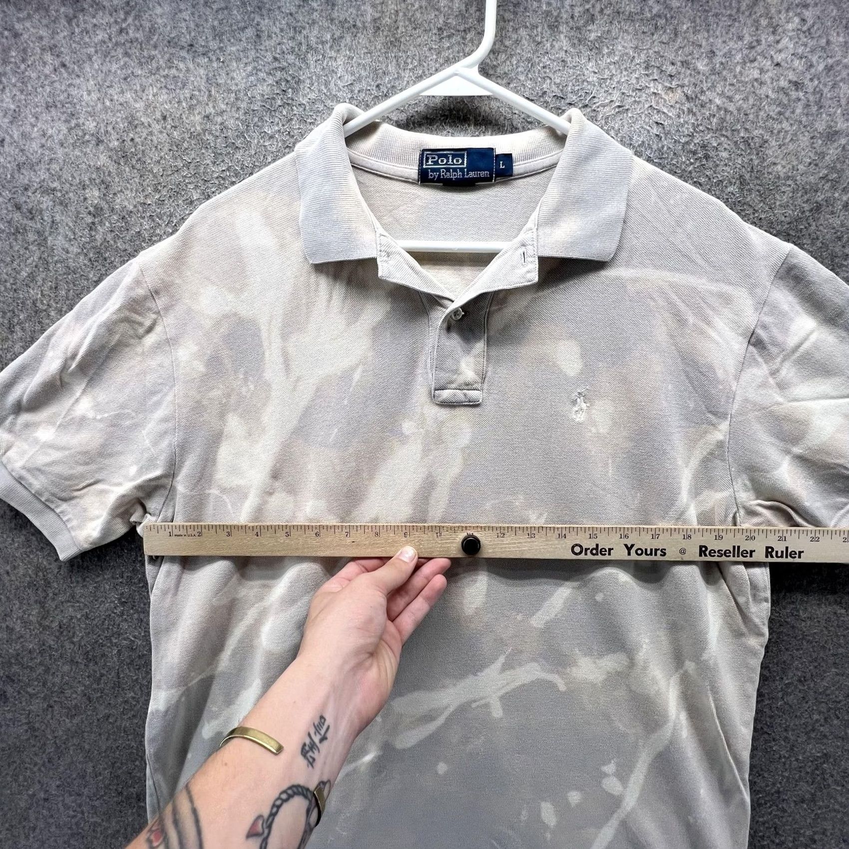 Polo Ralph Lauren Polo Ralph Lauren Polo Shirt Mens Large Beige Bleach Dye Pony Logo Short Sleeve Size US L / EU 52-54 / 3 - 5 Thumbnail