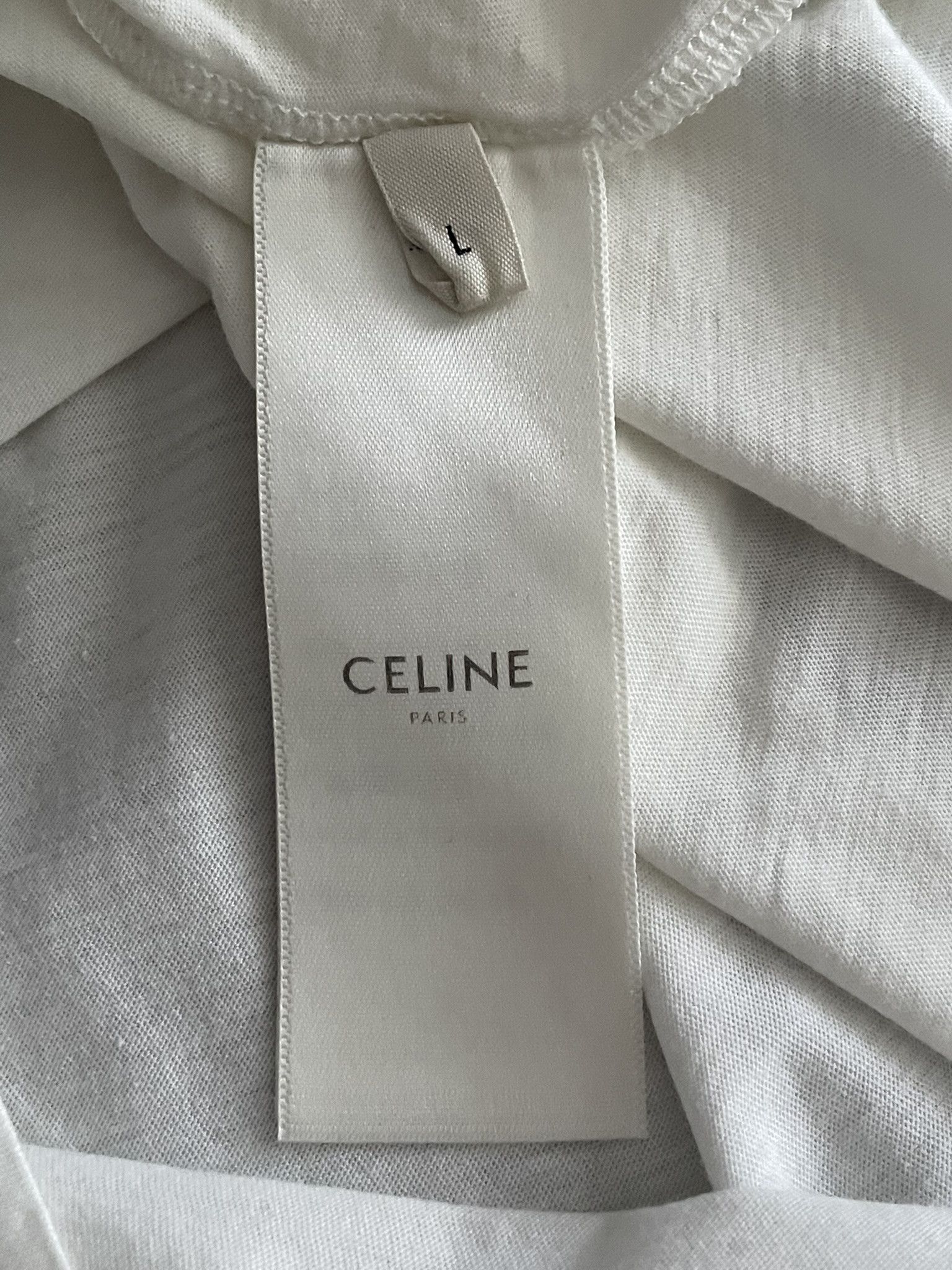 Celine Celine White Logo T Shirt Size L / US 10 / IT 46 - 4 Thumbnail